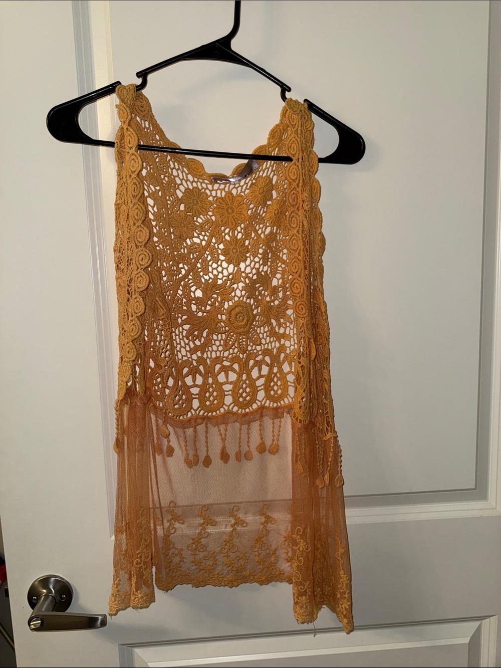 Banjul Crochet Floral Tank in Mustard